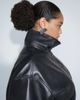 ASOS Curve ASOS DESIGN Curve leather look funnel track bomber jacket in black - 2