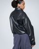 ASOS Curve ASOS DESIGN Curve leather look funnel track bomber jacket in black - 4