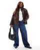 ASOS Curve ASOS DESIGN Curve leather look harrington jacket in chocolate-Brown - 2