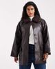 ASOS Curve ASOS DESIGN Curve leather look jacket with borg collar and cinch waist in chocolate-Brown - 4