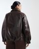 ASOS Curve ASOS DESIGN Curve leather look oversized bomber jacket in chocolate-Brown - 4