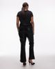 ASOS Curve ASOS DESIGN Curve leather look slim flared pants with pintucks in black - 4
