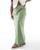 ASOS Curve ASOS DESIGN Curve linen blend bias cut maxi skirt in khaki green - 2