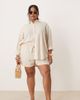 ASOS Curve ASOS DESIGN Curve linen blend pull on shorts in stone-Neutral - 1