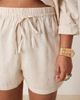 ASOS Curve ASOS DESIGN Curve linen blend pull on shorts in stone-Neutral - 4