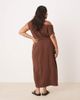 ASOS Curve ASOS DESIGN Curve linen fallen twist shoulder wrap skirt detail midi dress in chocolate brown - 2