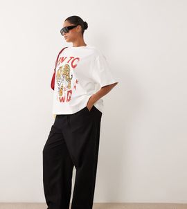 ASOS Curve ASOS DESIGN Curve linen look pull on pants in black