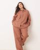 ASOS Curve ASOS DESIGN Curve linen look pull on pants in mocha - part of a set-Brown - 1