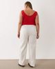ASOS Curve ASOS DESIGN Curve linen look pull on pants in off white - 4