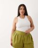 ASOS Curve ASOS DESIGN Curve linen look pull on shorts in olive-Green - 1
