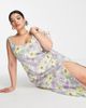 ASOS Curve ASOS DESIGN Curve linen scoop neck maxi sundress with split in retro floral-Multi - 2