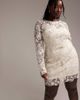ASOS Curve ASOS DESIGN Curve long sleeve embroidered mini wedding dress in cream-White - 3