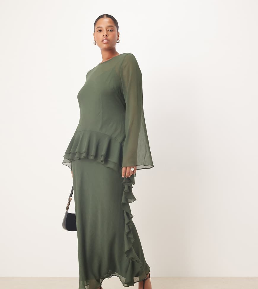 asos green frill dress Curve fit_regular
