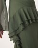 ASOS Curve ASOS DESIGN Curve long sleeve frill hem chiffon maxi dress in dark green - 2