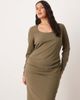 ASOS Curve ASOS DESIGN Curve long sleeve scoop neck midi dress in khaki-Green - 2