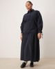 ASOS Curve ASOS DESIGN Curve long sleeve tie detail maxi shirt dress in navy - 3
