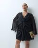 ASOS Curve ASOS DESIGN Curve long sleeve twist front mini dress with open back in black - 4