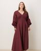 ASOS Curve ASOS DESIGN Curve long sleeve v neck poplin maxi dress in berry-Red - 1