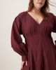 ASOS Curve ASOS DESIGN Curve long sleeve v neck poplin maxi dress in berry-Red - 2