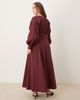 ASOS Curve ASOS DESIGN Curve long sleeve v neck poplin maxi dress in berry-Red - 3