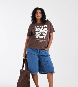 ASOS Curve ASOS DESIGN Curve longer bermuda shorts in mid blue
