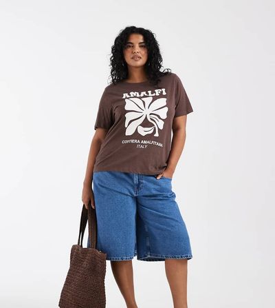 ASOS Curve ASOS DESIGN Curve longer bermuda shorts in mid blue