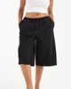ASOS Curve ASOS DESIGN Curve longline bermuda shorts in black linen look - 1