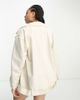ASOS Curve ASOS DESIGN Curve longline biker jacket in washed cotton in ecru-White - 4