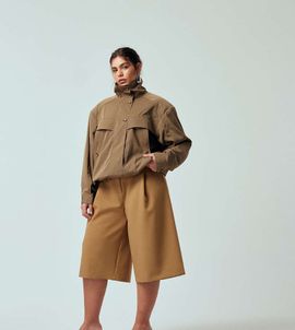 ASOS Curve ASOS DESIGN Curve longline tailored cullottes in camel-Black