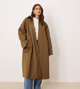 ASOS Curve ASOS DESIGN Curve longline trench coat in khaki-Brown
