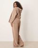 ASOS Curve ASOS DESIGN Curve lounge microfleece wide leg pants in taupe-Gray - 2