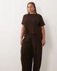 ASOS Curve ASOS DESIGN Curve lounge mix & match rib wide leg bottom in chocolate-Brown - 1