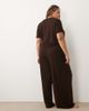 ASOS Curve ASOS DESIGN Curve lounge mix & match rib wide leg bottom in chocolate-Brown - 3