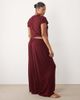 ASOS Curve ASOS DESIGN Curve lounge ribbed mix & Match wide leg pyjama bottom in burgundy-RED - 2