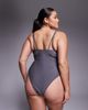 ASOS Curve ASOS DESIGN Curve Lucie plunge swimsuit with cut out and resin trim in gray - 2