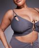 ASOS Curve ASOS DESIGN Curve Lucie plunge swimsuit with cut out and resin trim in gray - 3