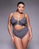 ASOS Curve ASOS DESIGN Curve Lucie plunge swimsuit with cut out and resin trim in gray - 4