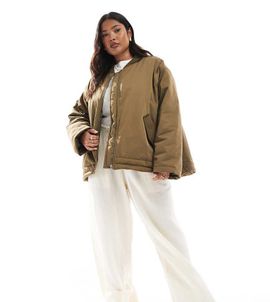 ASOS Curve ASOS DESIGN Curve MA1 clean bomber jacket in khaki-No color