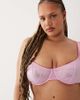 ASOS Curve ASOS DESIGN Curve Marley sheer mesh high apex balconette underwire bra with picot trim in lilac & red-Yellow - 1