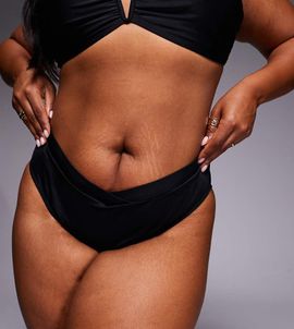 ASOS Curve ASOS DESIGN Curve Maya Honolulu v-waist bikini bottom in black