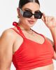ASOS Curve ASOS DESIGN Curve mesh crop bikini top in red - 3