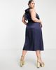 ASOS Curve ASOS DESIGN Curve midi dress with cross front tie neck in satin-Blue - 2