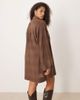 ASOS Curve ASOS DESIGN Curve mini shirt dress with wide cuffs and oversized pockets in brown plaid-Multi - 2