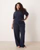 ASOS Curve ASOS DESIGN Curve mix & match cotton oversized pajama tee in navy - 2