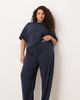 ASOS Curve ASOS DESIGN Curve mix & match cotton pajama pants in navy - 1