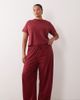 ASOS Curve ASOS DESIGN Curve mix & match cotton pyjama trouser in burgundy-RED - 1