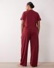 ASOS Curve ASOS DESIGN Curve mix & match cotton pyjama trouser in burgundy-RED - 3
