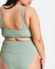 ASOS Curve ASOS DESIGN Curve mix & match crinkle high leg high waist bikini bottoms in khaki-Green - 2