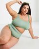 ASOS Curve ASOS DESIGN Curve mix & match crinkle high leg high waist bikini bottoms in khaki-Green - 4