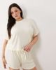 ASOS Curve ASOS DESIGN Curve mix & match ribbed pajama flippy shorts in ivory-White - 1